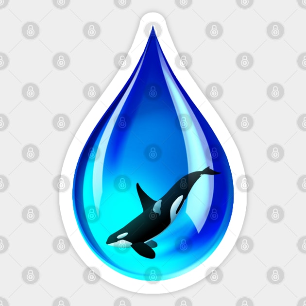 Water Drop and Orca Sticker by HolidayBug